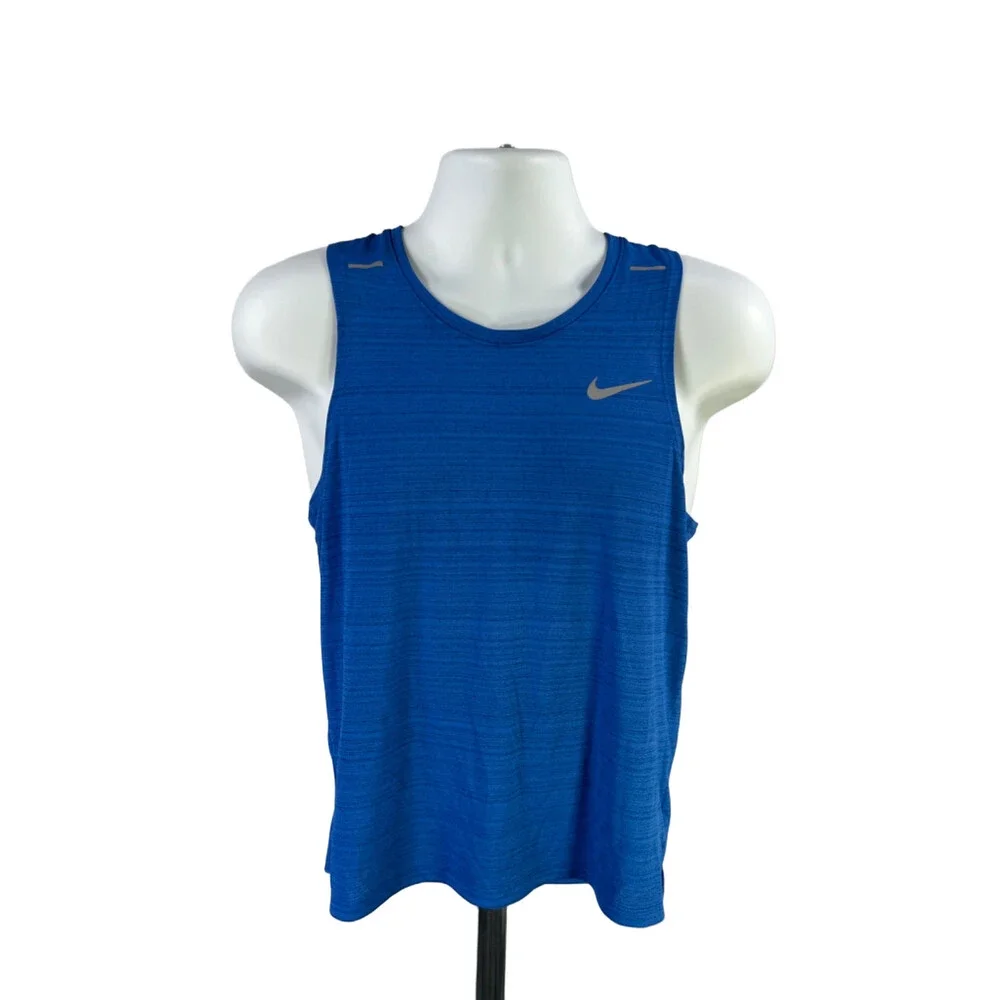 Nike Men's Blue Dri-Fit Miler Sleeveless Running Tank Top - S